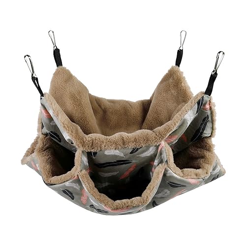 Blue Dream Island Hamster-Hängematte, Haustierschaukelbett, 3 Etagen, Schlafsack, Käfigzubehör, kleines Tier, warmes Versteck für Eichhörnchen, Meerschweinchen, Papageien, Hamster, Federmuster Blue Dream Island Hamster-Hängematte, Haustierschaukelbett, 3 Etagen, Schlafsack, Käfigzubehör, kleines Tier, warmes Versteck für Eichhörnchen, Meerschweinchen, Papageien, Hamster, Federmuster von Blue Dream Island