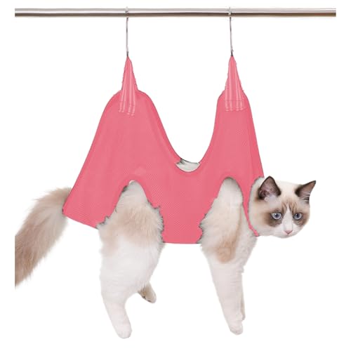 Blue Dream Island Haustierpflege-Hängematte, Tasche für Katzen/Welpen, kleine Hunde, Haustier-Hängematte, Fesseltasche zum Baden, Nageltrimmen, Ohrenaugen-Krallenpflege, Größe L, Rosa von Blue Dream Island