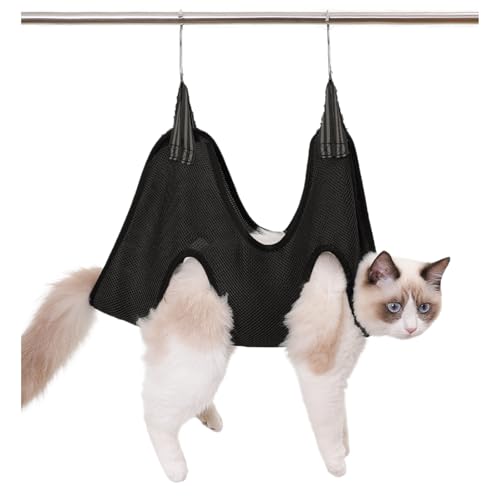Blue Dream Island Haustierpflege-Hängematte, Tasche für Katzen/Welpen, kleine Hunde, Haustier-Hängematte, Fesseltasche zum Baden, Nageltrimmen, Ohrenaugen-Krallenpflege, Größe S (schwarz) von Blue Dream Island