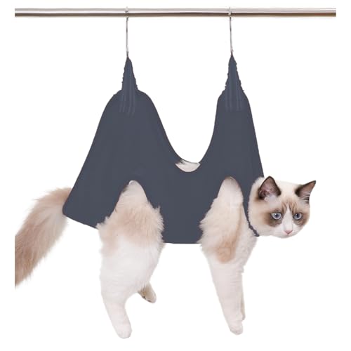 Blue Dream Island Haustierpflege-Hängematte, Tasche für Katzen/Welpen, kleine Hunde, Haustier-Hängematte, Fesseltasche zum Baden, Nageltrimmen, Ohrenaugen-Krallenpflege, L (Grau) von Blue Dream Island