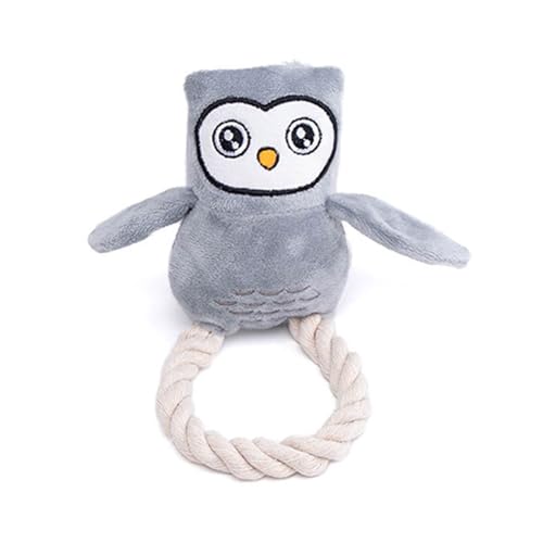 Blue Dream Island Quietschspielzeug für kleine Hunde, Plüsch, niedliche mollige Fischeule mit Hanfseil, Kauen, Zahnreinigung, interaktives Langeweile-Spielzeug für kleine, mittelgroße Hunde, graue Blue Dream Island Quietschspielzeug für kleine Hunde, Plüsch, niedliche mollige Fischeule mit Hanfseil, Kauen, Zahnreinigung, interaktives Langeweile-Spielzeug für kleine, mittelgroße Hunde, graue von Blue Dream Island