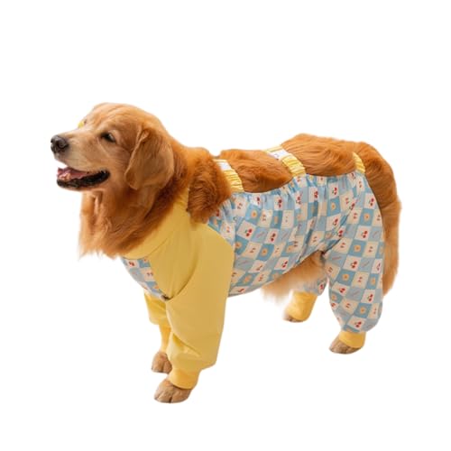 Blue Dream Island Wasserdichte Anti-Schmutz-Hose, Bauchschutz, Outdoor-Spaziergänge, Kleidung, 4-Bein, staubdichter Overall für kleine, mittelgroße und große Hunde, Größe 7XL (Gelb) von Blue Dream Island