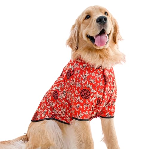 Cheongsam Tang-Kostüm für große Hunde, für den Winter, warmer Mantel, Jacke, Geburtstagsparty, Verkleidung für mittelgroße und große Hunde, Größe 3XL von Blue Dream Island