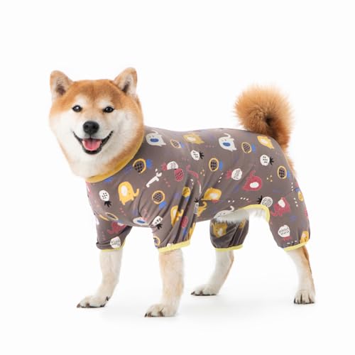 Genesungsanzug für kleine Hunde, 4-beiniger Einteiler, Anti-Leck-Wundschutzanzug für postoperative Pflege, niedlicher Welpen-Pyjama, Anti-Haar-Kleidung mit Schritt im Schritt, Größe 7XL (braun) von Blue Dream Island