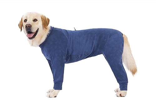 Große Hundekleidung, vollständig bedeckender Overall für Herbst und Winter, warm, Hundegelenke, schützt Anti-Haare, vierbeiniger Schlafanzug, verstellbare Brust, geprägter Einteiler für mittelgroße von Blue Dream Island