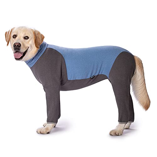 Großer Hunde-Pyjama-Overall, Winter, warme vierbeinige Kleidung für große und mittelgroße Hunde, mit Loch für die Leine und Haustier-Einteiler für kaltes Wetter, Blau (28#) von Blue Dream Island
