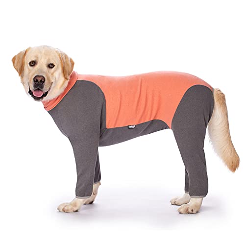 Großer Hunde-Pyjama-Overall, Winter, warme vierbeinige Kleidung für große und mittelgroße Hunde, mit Loch für die Leine und Hundemantel für kaltes Wetter, Orange (32#) von Blue Dream Island