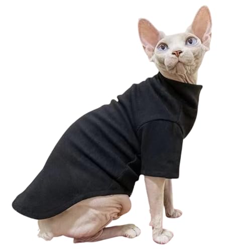 Haarloser Katzenpullover, warmer Komfort, Sphynx Devon Katzenpullover, für kaltes Wetter, Cornish Rex, hoher Ausschnitt, 2XL (schwarz) von Blue Dream Island