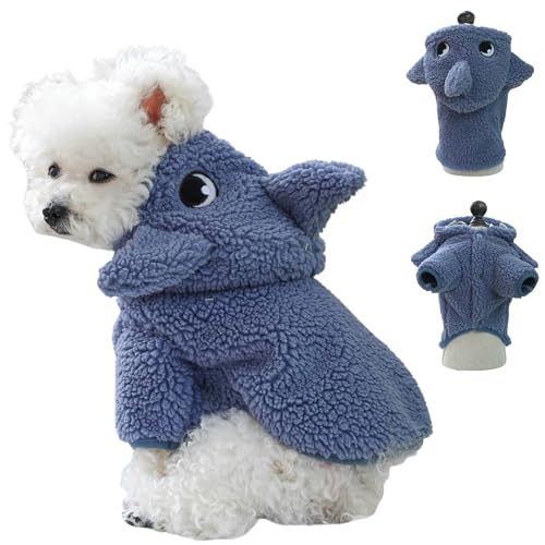 Haustier-Cosplay-Kostüm, für den Winter, warm, mit Kapuze, niedliches Haustier-Kostüm, Outfit für Katzen, Welpen, kleine, mittelgroße Hunde, Größe M (Hai) von Blue Dream Island
