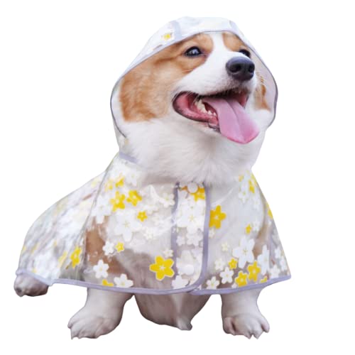 Haustier-Regenmantel, japanischer Stil, Regenmantel, Haustier, wasserdichte Jacke für Hunde, transparenter Regenmantel mit Kragenloch, verstellbare Schnalle für kleine, mittelgroße und große Hunde, von Blue Dream Island