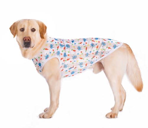 Haustier-Sommer-T-Shirt, atmungsaktiver Overall, Schlafanzug, Anti-Haar-Bekleidung, Einteiler, Sonnenschutzkleidung, kühlende Kleidung, Weste, geeignet für große und mittelgroße Hunde, Größe 26/XL von Blue Dream Island