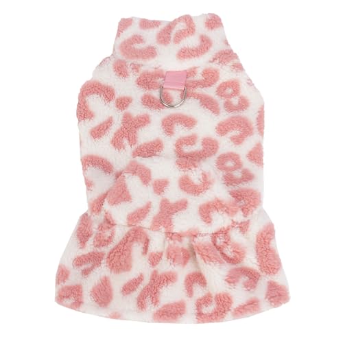 Haustierkleid mit D-Ring, für Katzen und Hunde, Fleece, warm, für kaltes Wetter, Prinzessinnenkleid für Katzen, Welpen, kleine, mittelgroße Hunde, Größe L, Rosa von Blue Dream Island