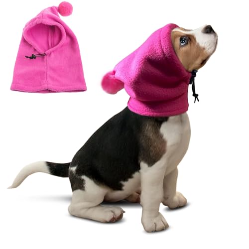 Haustiermütze, Wintermütze aus Polarfleece, warme Hunde-Ohrenschützer, Lärmschutz, winddicht, leise Ohrenschutz für kleine, mittelgroße Hunde, Größe XL, Rosa von Blue Dream Island