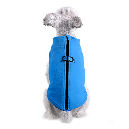 Hund Polar Fleece mit Reißverschluss Winter Hundejacke Weste Pullover Leine Loch Warm Welpen Mantel Outfit Kleidung für Katzen Kleine Hunde Mittlere Hunde (S: Blau) von Blue Dream Island