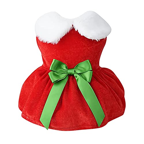 Hund Weihnachtskleid, Haustier Weihnachtsmann Kostüme, Warm Santa Claus Hundeanzug, Hund Cosplay Rot Kostüme Winterkleid für kleine Hunde Neujahr_S(Grün Rot) von Blue Dream Island