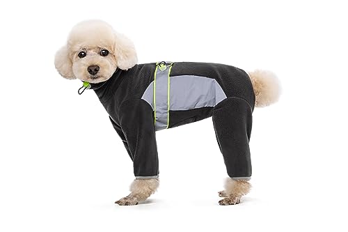 Hunde-Fleece-Einteiler für den Winter, warm, Taille, verstellbar, mit D-Ring und reflektierenden Streifen, für kaltes Wetter, langärmelig, für kleine und mittelgroße Hunde, Größe XS (Dunkelgrau) Hunde-Fleece-Einteiler für den Winter, warm, Taille, verstellbar, mit D-Ring und reflektierenden Streifen, für kaltes Wetter, langärmelig, für kleine und mittelgroße Hunde, Größe XS (Dunkelgrau) von Blue Dream Island