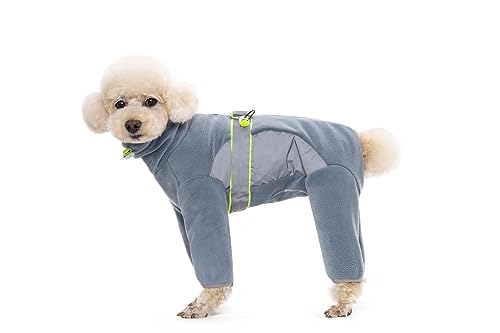 Hunde-Fleece-Einteiler für den Winter, warm, Taille, verstellbar, mit D-Ring und reflektierenden Streifen, langärmelig, für kleine und mittelgroße Hunde, Größe XS (luftiges Blau) von Blue Dream Island