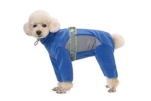 Hunde-Fleece-Winterkleidung, verstellbare Taille, Einteiler mit D-Ring und reflektierenden Streifen, für kaltes Wetter, langärmelig, für kleine und mittelgroße Hunde, Größe XL, Blau Hunde-Fleece-Winterkleidung, verstellbare Taille, Einteiler mit D-Ring und reflektierenden Streifen, für kaltes Wetter, langärmelig, für kleine und mittelgroße Hunde, Größe XL, Blau von Blue Dream Island