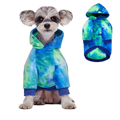 Hunde-Kapuzenpullover, Hunde-Winterkleidung, Haustier-Kapuzenpullover, Hunde-Outfit, Mantel für kleine, mittelgroße und große Hunde, Grün, Blau (XS) von Blue Dream Island