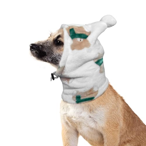 Hunde-Ohrenschützer, Lärmschutz, Plüsch-Hundeohren, warme Hundeohrabdeckung, Wintermütze, Hundekopfwickel für kleine, mittelgroße und große Hunde, Größe M (Weißbär) von Blue Dream Island