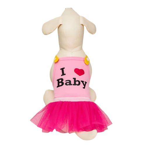 Hunde-Prinzessinnenkleid, "I Love Babyrock", Weste, Haustier-Tutu-Kostüm, Geburtstags-Verkleidung für Katzen, kleine Hunde, Größe XS (Rosa/Schwarz) von Blue Dream Island