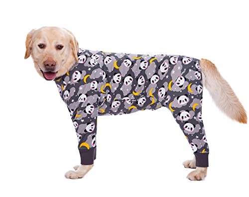 Hunde-Pyjama-Overall für mittelgroße und große Hunde, leichtes Baumwoll-Shirt, Anti-Haar-Hunde-Einteiler nach Operationen, Hundeerholungskleidung, 26 (grauer Panda) von Blue Dream Island