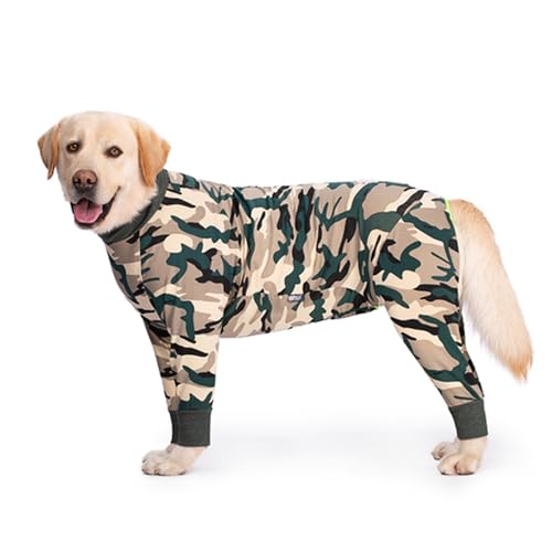 Hunde-Pyjama-Overall für mittelgroße und große Hunde, leichtes Baumwoll-Shirt, Anti-Haar-Hunde-Einteiler nach Operationen, Hundegenesungskleidung, 36 (weiße Tarnung) von Blue Dream Island