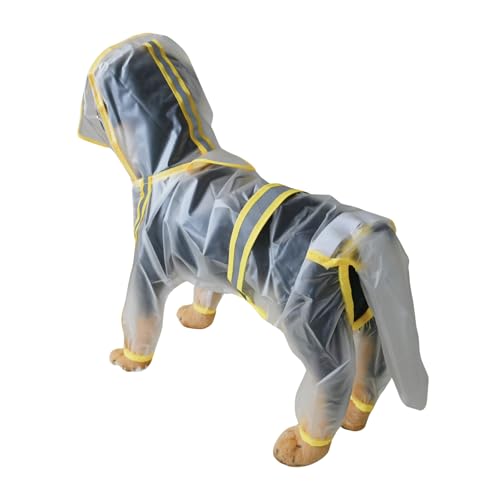 Hunde-Rancoat, Schwanz, wasserdicht, transparent, mit Kapuze, Regenbekleidung mit Loch für die Leine, reflektierender Riemen, für Welpen, kleine, mittelgroße und große Hunde, Größe 4XL, Gelb Hunde-Rancoat, Schwanz, wasserdicht, transparent, mit Kapuze, Regenbekleidung mit Loch für die Leine, reflektierender Riemen, für Welpen, kleine, mittelgroße und große Hunde, Größe 4XL, Gelb von Blue Dream Island