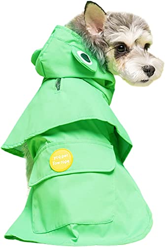 Hunde-Regenmantel, Haustiere, leichte, wasserdichte Regenjacke, Haustier-Welpen-Regenmantel mit Loch, Hunde-Regenbekleidung für kleine, mittelgroße Hunde_S (grün) von Blue Dream Island