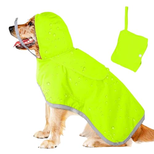 Hunde-Regenmantel, faltbar, wasserdicht, mit Loch für Geschirr, transparente Kapuze, reflektierend, verstellbar, doppellagig, Sicherheits-Regenbekleidung für kleine, mittelgroße und große Hunde, Größe Hunde-Regenmantel, faltbar, wasserdicht, mit Loch für Geschirr, transparente Kapuze, reflektierend, verstellbar, doppellagig, Sicherheits-Regenbekleidung für kleine, mittelgroße und große Hunde, Größe von Blue Dream Island