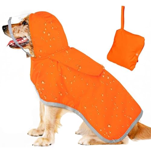 Hunde-Regenmantel, faltbar, wasserdicht, mit Loch für Geschirr, transparente Kapuze, reflektierend, verstellbar, doppellagig, Sicherheits-Regenbekleidung für kleine, mittelgroße und große Hunde, Größe Hunde-Regenmantel, faltbar, wasserdicht, mit Loch für Geschirr, transparente Kapuze, reflektierend, verstellbar, doppellagig, Sicherheits-Regenbekleidung für kleine, mittelgroße und große Hunde, Größe von Blue Dream Island