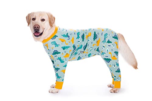 Hunde-Schlafanzug für mittelgroße und große Hunde, leicht, Baumwolle, Anti-Haar-Hunde-Einteiler nach Operationen, Hunde-Erholungskleidung, 26 (grüner Dinosaurier) von Blue Dream Island