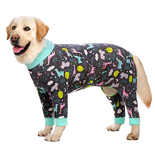 Hunde-Schlafanzug für mittelgroße und große Hunde, leicht, Baumwolle, Anti-Haar-Hunde-Einteiler nach Operationen, Hunde-Erholungskleidung, 30 (graue Unterseite) von Blue Dream Island