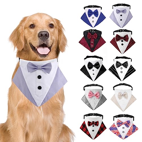 Hunde-Smoking-Halstuch, Hunde-Hochzeits-Bandana-Halsband mit Fliege, verstellbar, für kleine, mittelgroße und große Hunde, Größe M, Violett Hunde-Smoking-Halstuch, Hunde-Hochzeits-Bandana-Halsband mit Fliege, verstellbar, für kleine, mittelgroße und große Hunde, Größe M, Violett von Blue Dream Island