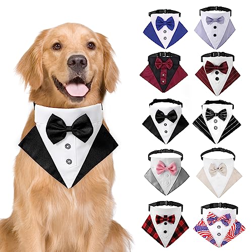 Hunde-Smoking-Halstuch, Hunde-Hochzeits-Bandana-Halsband mit Fliege, verstellbar, für kleine, mittelgroße und große Hunde, Größe M (schwarz) von Blue Dream Island