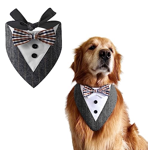 Hunde-Smokinghalstuch, formelle Hundefliege, Hochzeits-Lätzchen, Dreieckschal, verstellbar, für Valentinstag, Party, Smoking, Grau Hunde-Smokinghalstuch, formelle Hundefliege, Hochzeits-Lätzchen, Dreieckschal, verstellbar, für Valentinstag, Party, Smoking, Grau von Blue Dream Island