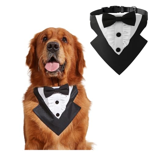 Hunde-Smokinghalstuch, formelles Haustier-Lätzchen, Fliege, verstellbar, Schnellverschluss-Schnalle, dreieckiger Schal, Hund, Geburtstag, Party, Valentinstag, Fliege, Schal, Party, Smoking, Größe L von Blue Dream Island
