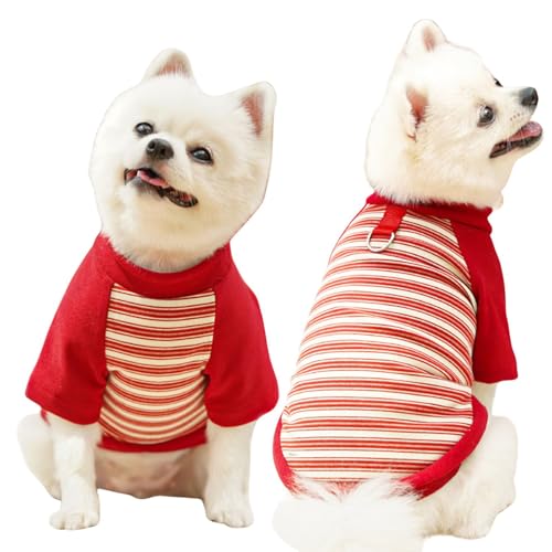Hunde-Winterweste, dehnbar, gestreift, 2 Beine, warmer Pullover mit D-Ring, Haustier-Sportanzug für kaltes Wetter, Sportanzug für mittelgroße und große Hunde, Größe 4XL (Rot) von Blue Dream Island