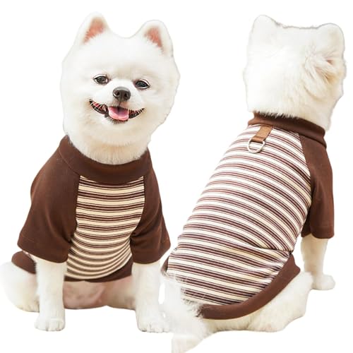 Hunde-Winterweste, dehnbar, gestreift, 2 Beine, warmer Pullover mit D-Ring, Haustier-Sportanzug für kaltes Wetter, Sportanzug für mittelgroße und große Hunde, Größe S (Braun) von Blue Dream Island