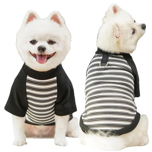 Hunde-Winterweste, dehnbar, gestreift, 2 Beine, warmer Pullover mit D-Ring, Haustier-Sportanzug für kaltes Wetter, Sportanzug für mittelgroße und große Hunde, Größe XXL (Schwarz) von Blue Dream Island