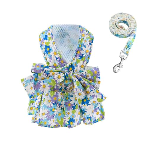 Hundegeschirr für kleine Hunde, Kleid mit Leine, Schleife, Kleid, Leine, Prinzessinnen-Blumendruck, Hundekleid, Geschirr, Weste, Katze, Welpen, Hunde-Outfits für Spaziergänge im Freien, Größe S Hundegeschirr für kleine Hunde, Kleid mit Leine, Schleife, Kleid, Leine, Prinzessinnen-Blumendruck, Hundekleid, Geschirr, Weste, Katze, Welpen, Hunde-Outfits für Spaziergänge im Freien, Größe S von Blue Dream Island