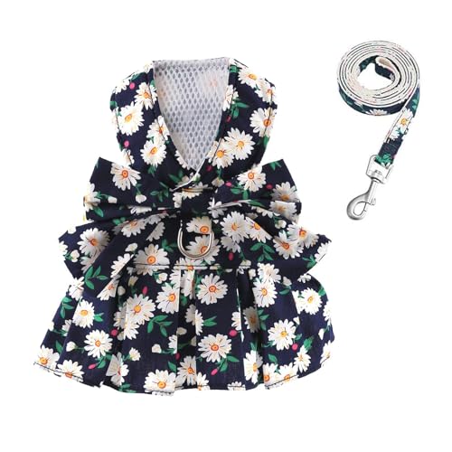 Hundegeschirr für kleine Hunde, Kleid mit Leine, Schleife, Kleid, Leine, Prinzessinnen-Blumendruck, Hundekleid, Geschirr, Weste, Katze, Welpen, Hunde-Outfits für Spaziergänge im Freien, Größe S Hundegeschirr für kleine Hunde, Kleid mit Leine, Schleife, Kleid, Leine, Prinzessinnen-Blumendruck, Hundekleid, Geschirr, Weste, Katze, Welpen, Hunde-Outfits für Spaziergänge im Freien, Größe S von Blue Dream Island