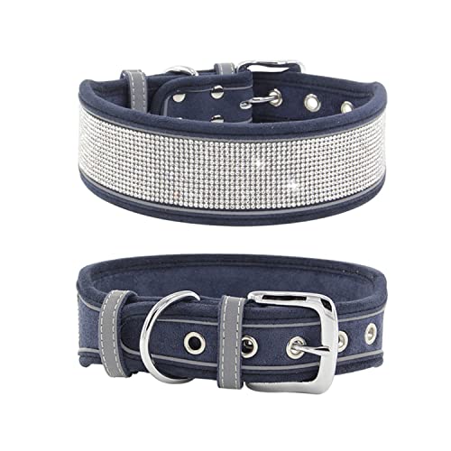 Hundehalsband, glitzerndes Strass-Halsband mit reflektierenden, verstellbaren Halskette für mittelgroße und große Hunde, Größe S (blau) von Blue Dream Island