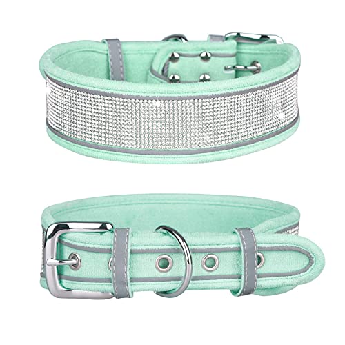 Hundehalsband, glitzerndes Strass-Halsband mit reflektierenden, verstellbaren Halskette für mittelgroße und große Hunde_S (grün) von Blue Dream Island