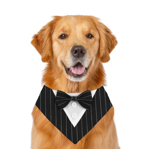 Hundehalstuch, formelles Haustier-Smoking-Fliege, dreieckiger Schal, verstellbar, für Geburtstagsparty, Lätzchen, Valentinstag, Fliege, Größe L, Schwarz gestreift Hundehalstuch, formelles Haustier-Smoking-Fliege, dreieckiger Schal, verstellbar, für Geburtstagsparty, Lätzchen, Valentinstag, Fliege, Größe L, Schwarz gestreift von Blue Dream Island