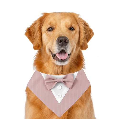 Hundehalstuch, formelles Haustier-Smoking-Fliege, dreieckiger Schal, verstellbar, für Geburtstagsparty, Lätzchen, Valentinstag, Fliege, Größe M, Rosa gestreift Hundehalstuch, formelles Haustier-Smoking-Fliege, dreieckiger Schal, verstellbar, für Geburtstagsparty, Lätzchen, Valentinstag, Fliege, Größe M, Rosa gestreift von Blue Dream Island