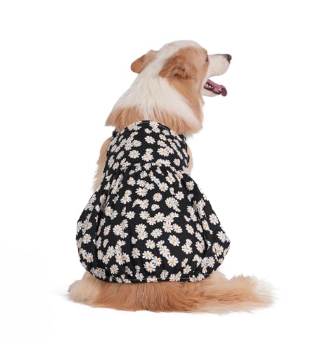 Hundekleid für große Hunde, atmungsaktiv, Sommer, Blumenherz, Prinzessinnenkleid, niedliches Kürbis-Tutu, Größe 5XL (schwarz) von Blue Dream Island