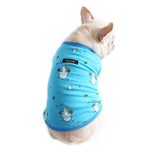 Hundekleidung, Französische Bulldogge Kleidung Sommer Baumwolle Fett Hund Shirt Weiche Weste Pyjama T-Shirt Hundekostüm für Welpen Kleine Mittlere Hunde (L: Dunkelblau) von Blue Dream Island