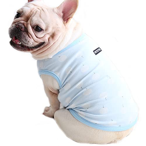 Hundekleidung, Französische Bulldogge Kleidung Sommer Baumwolle Fett Hund Shirt Weiche Weste Pyjama T-Shirt Hundekostüm für Welpen Kleine Mittlere Hunde (XL: Blau) von Blue Dream Island