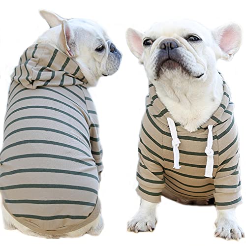 Hundekleidung, Hunde-Kapuzenpullover Klassische Streifen Pullover Mantel Atmungsaktiv Sommer Hundepullover Pullover Hundeshirts für Welpen Kleine Mittlere Hunde (M: Khaki) von Blue Dream Island